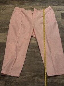 Ulla Popken Women Pull-On Ankle Pants Elastic Waist Pink 24/26 SKU232